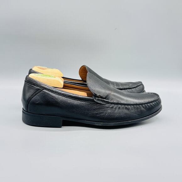 Johnston & Murphy Other - Johnston & Murphy Shoes Mens 10 Black Leather Slip On Loafers Dress Sheepskin